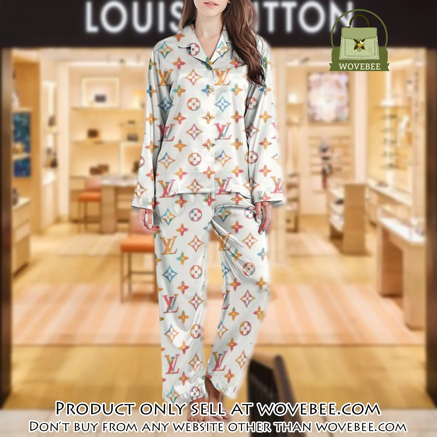 Lv monogram long satin pajama set pjs1013 wvb1354212